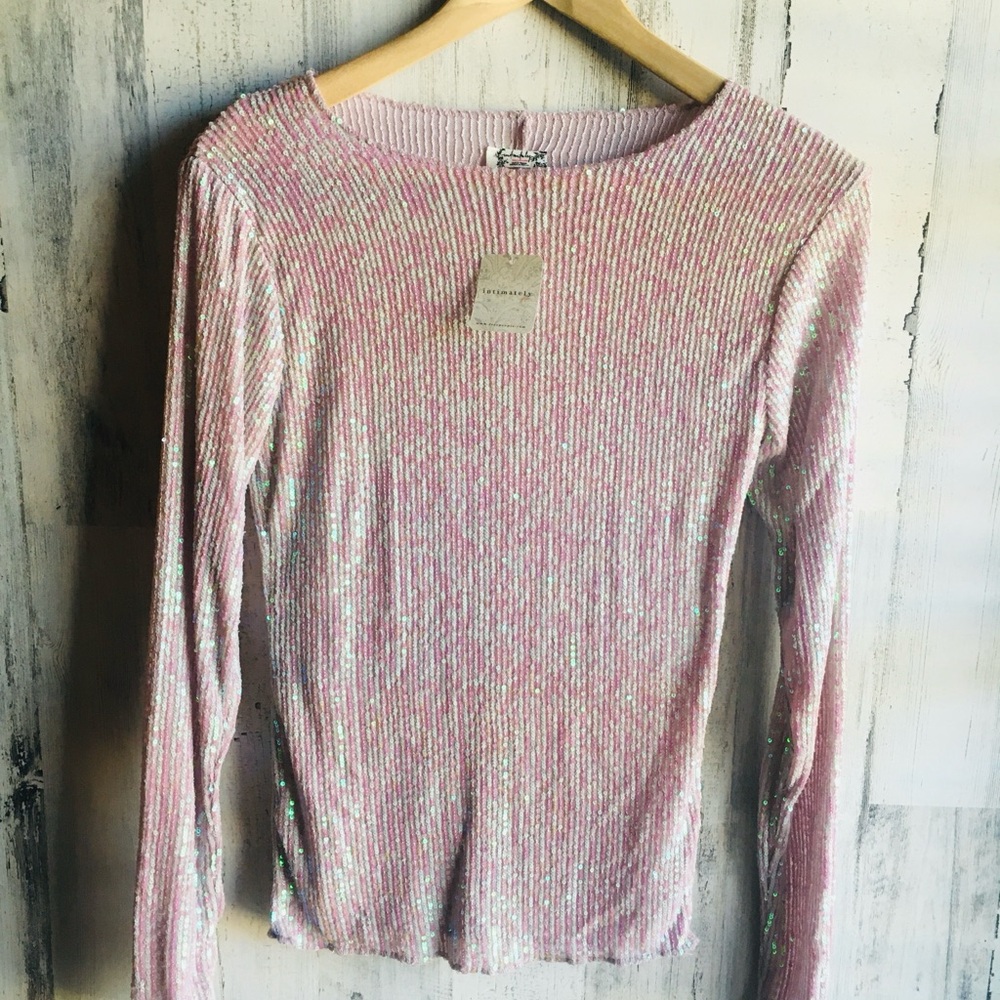 NWT $78 Free People Gold Rush Top Iridescent Sequins Party Cocktail XS